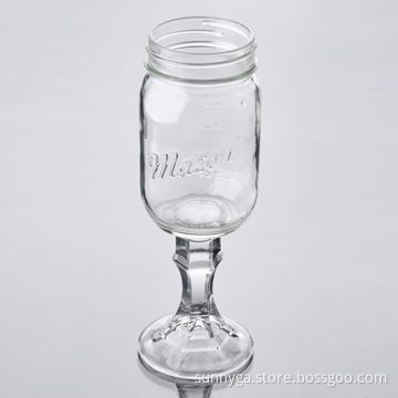 Redneck Wine Glass, Used as Storage Jar, with Metal Cover and Stem at the Bottom